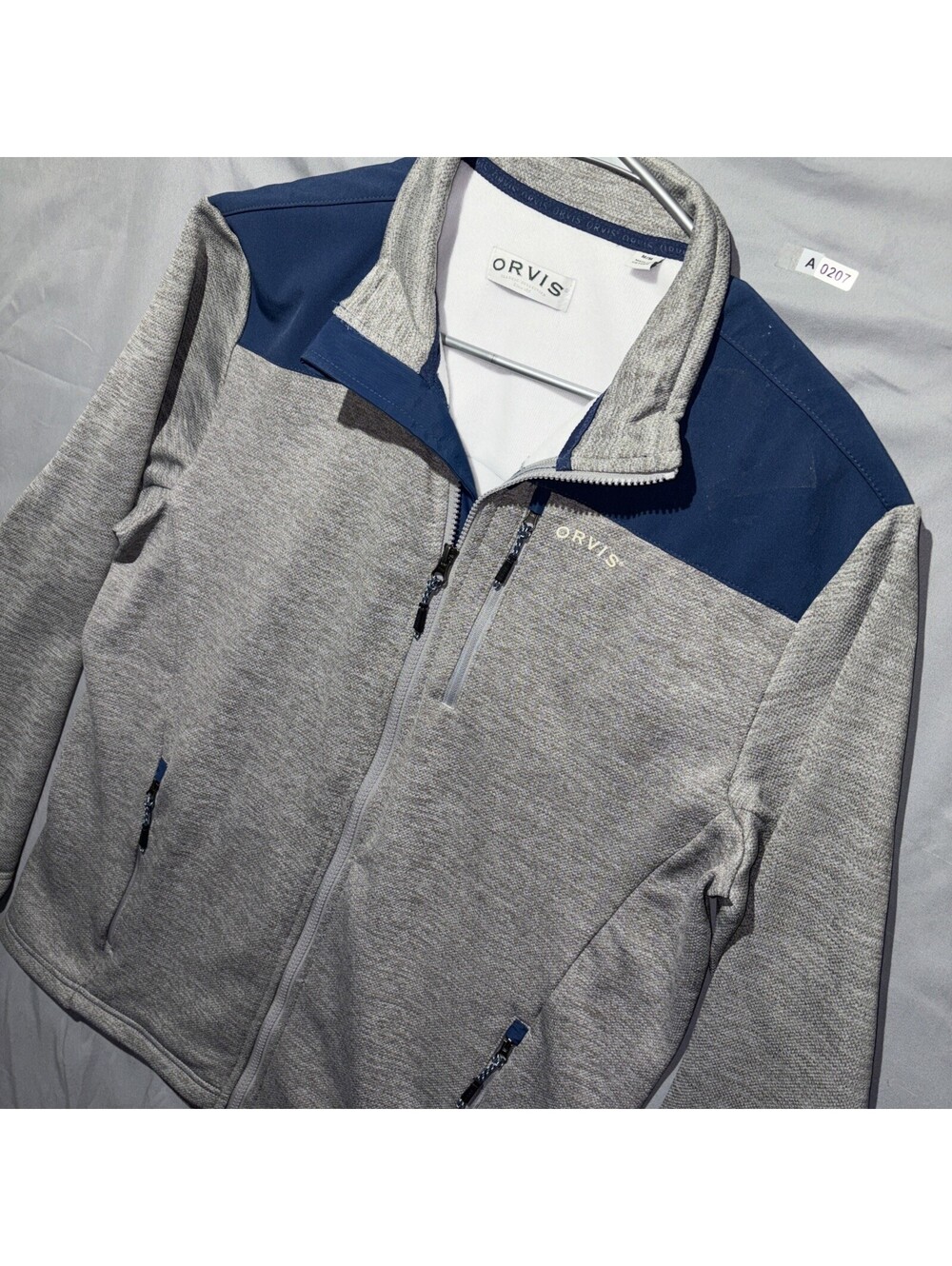 Orvis Full Zip Jacket Mens M Gray Blue Fleece